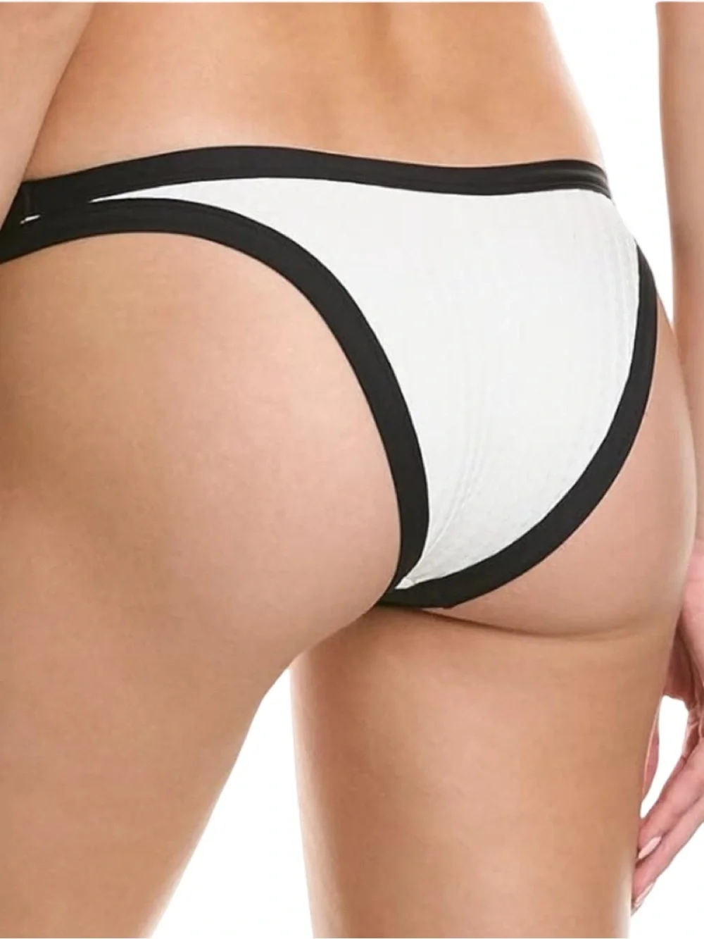 L*Space Foley Bitsy Bikini Swim Bottom Black Ivory Textured NWT Size S